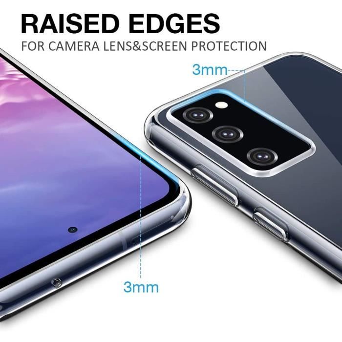 NEW'C Coque pour Samsung Galaxy S20 FE Ultra Transparente Silicone en Gel  TPU Souple et 2 × Verre trempé Film Protection écran : : High-Tech