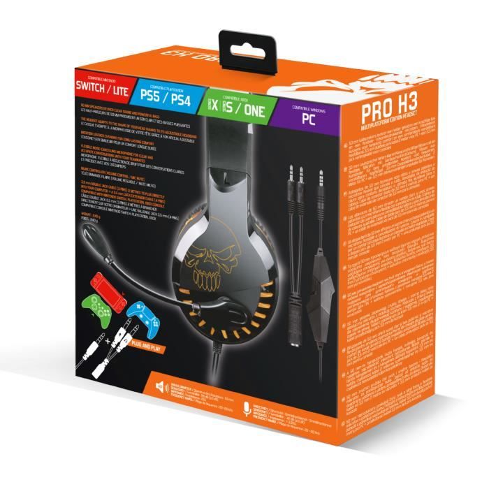  PRO H3 - Casque Gamer Filaire - Compatible PS4, PS5, Xbox Series,  Smartphones, tablettes, PC, Mac - Son Stéréo Haute définition - Revêtement  en