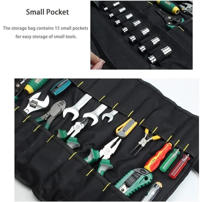 Lichi Sac à outils enroulable - 38 poches - Pour ranger les outils -  Vert124 - Cdiscount Bricolage