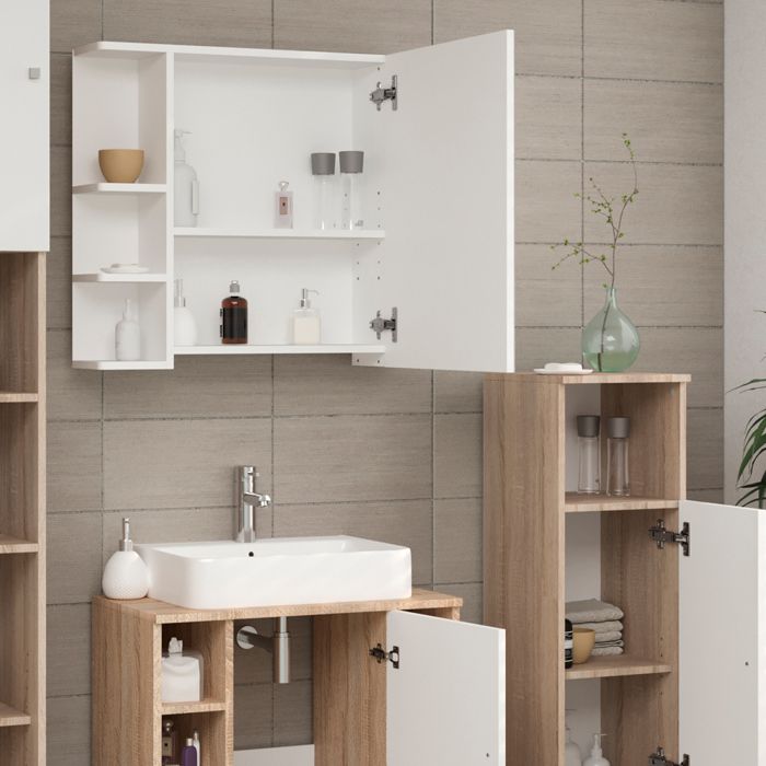 Meuble Salle De Bain Complet 3 Pièces Vicco – Style Béton Design Antique – FYRK