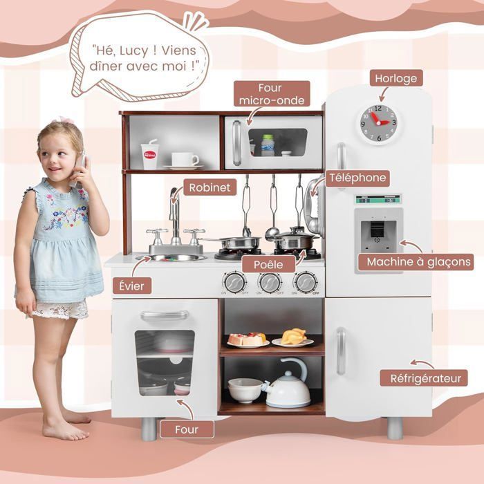 KRUZZEL Cuisine Enfant Marron Clair - Accessoires de Cuisine éducatifs - Jouets Alimentaires pour garçons et Filles à partir de 3 Ans - Détails réalistes avec Robinet, réfrigérateur 22115 KRUZZEL Cuisine Enfant Marron Clair - Accessoires de Cuisine éducatifs - Jouets Alimentaires pour garçons et Filles à partir de 3 Ans - Détails réalistes avec Robinet, réfrigérateur 22115