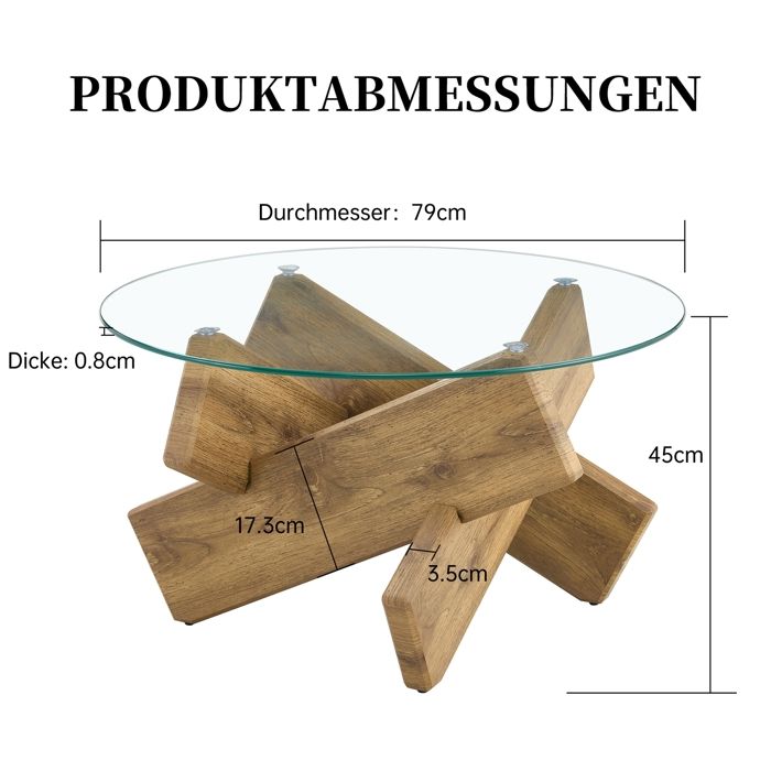 Costway Table Basse Ronde 32 Pouces Table à Thé avec Cadre en Bois Massif Table d'Appoint pour la Maison Table Cocktail