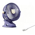 Climatiseur Mobile Ventilateur Pince USB Type-C 5 Vitesses LED 3 Modes Bureau Suspendu Orientable