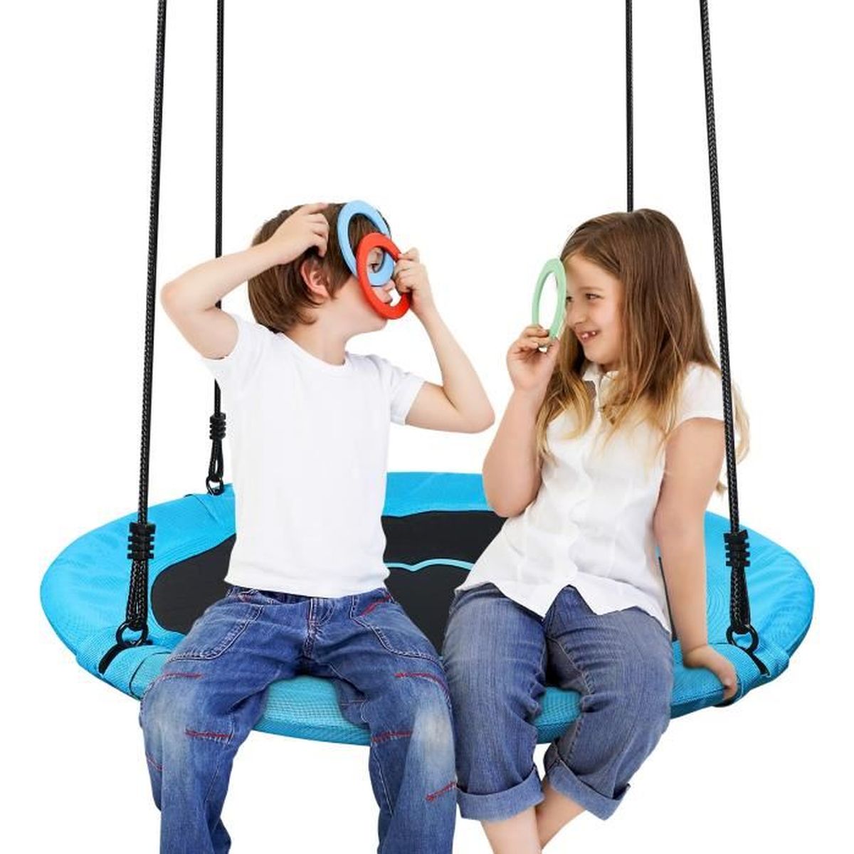 Balançoire Nid D'Oiseau Yorbay Ø100cm - Capacité 300kg, Réglable, Pour Enfants Et Adultes