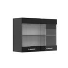 Vicco meuble de cuisine haut vitré R-Line, Noir Haute brillance, 80 cm