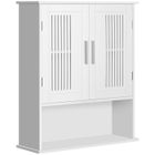 Armoire murale meuble salle de bain - kleankin - étagère réglable, double porte et étagère ouverte - 60 x 20 x 70 cm - blanc