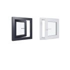 HEXA'FEN Fenêtre PVC - LxH 600x600 mm - Triple vitrage - Blanc intérieur - Anthracite extérieur - Ferrage Droite