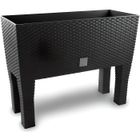 BERLAN Bac à fleurs jardinière sur pieds résine tressée 80cm anthracite