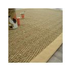 DECOWEB Tapis Jonc de mer - Bihar fin chevron - Ganse coton beige - 140 x 200 cm