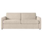 LOUNGITUDE Canapé convertible express 3 places AGATHE en velours côtelé - Matelas 13cm - Beige - 140x190cm