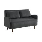 SWEEEK Canapé convertible 2 places scandinave velours côtelé gris foncé - Panam - pieds bois. banquette. dossier inclinable