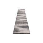 TAPISO Tapis de Couloir Poil Court SARI Crème Gris Foncé Rayures Polypropylène Intérieur 100x490 cm