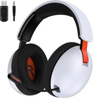 Casque Gaming Sans Fil Microphone antibruit amovible,2.4G Bluetooth/USB/3.5 mm Filaire,PC,PS4,PS5,Switch,Téléphone,Tablette(Blanc)