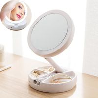 Spaire Miroir Maquillage 10X Double Face LED Miroir Grossissant Pliable pour Cosmétique et Soin de Peau