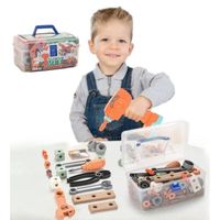 Jouets de bricolage pour enfants,144 Pièces Outils Boite a Outil Kit avec Perceuse électrique pour Enfant 3 Ans+