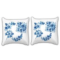 Lot de 2 Housses de Coussin carré Fleurs bleus coeur élégantes 60x60cm (24 pouces environ) déco de maison canapé lit