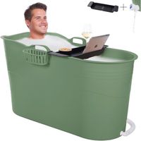 Baignoire Portable pour Adultes et Enfants - Hello Bath® - XL, 125x56x64cm - Seau Bain en Polypropylène (Couleur - Vert)