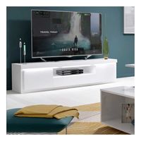 Meuble TV 2 portes 1 niche 1 tiroir Blanc laqué/ leds - ESPRIT - L180 x l48 x H55 cm