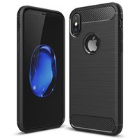 Coque Pour iPhone XS Max Silicone Ultra Slim Motif Fibre de Carbone Noir