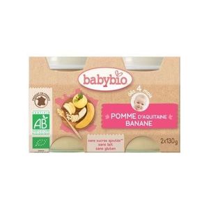 COMPOTE DESSERT FRUITÉ Babybio - Petit Pot Bébé Banane Pomme - Bio - 2x130g - Dès 4 mois