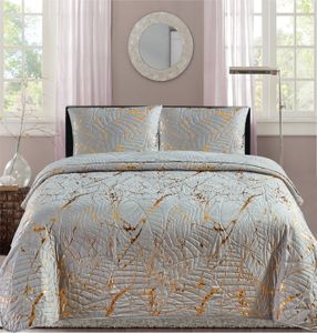 Superior Couvre-Lit En Coton Jacquard Matelassé Taupe - Grand Lit Avec 2 Taies D'Oreiller