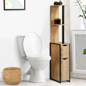COLONNE - ARMOIRE WC Meuble de salle de bain - IDMARKET - Meuble WC 2 portes DETROIT - Design industriel - Gain de place