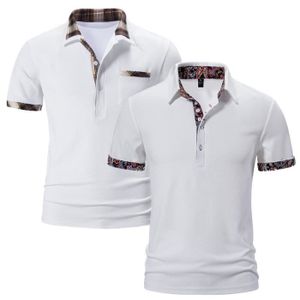 POLO Polo Homme Lot de 2 Fashion Casual Été Polo Manche Courte Respirant Confortable Marque Luxe T-Shirt Hommes - Blanc-Blanc