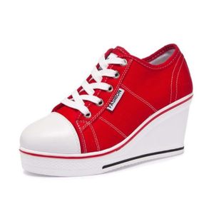 CM En Femme Chaussure Toile Baskets Talon Compensé 7 Mode lKT1JcF