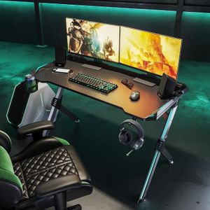 Bureau Gaming avec LED RGB OLY MAGIC, Bureau Gamer Table en Forme de Z,  avec Support de Haut-Parleur et Porte-Gobelets - Cdiscount Maison