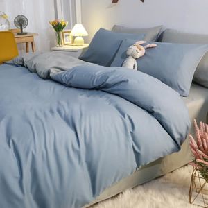 Parure de lit Bedtime Bamboe 135x200, 1 taie d'oreiller 80x80, bicolore :  bleu/blanc