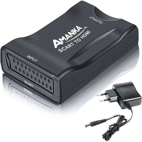 AMANKA Convertisseur péritel vers HDMI - Câble adaptateur et câble péritel  Full HD 1080P - Convertisseur audio vidéo pour HDTV STB VHS Xbox PS3 Sky