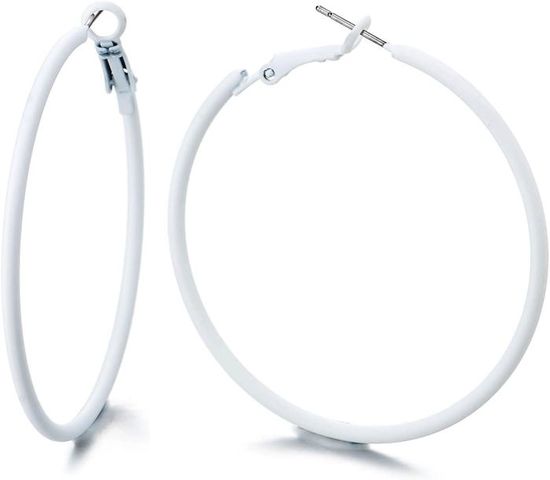 Boucles D'oreilles Cerceau Diamants 0,80 Ct Or Blanc 18k - Neuf Avec étiquettes