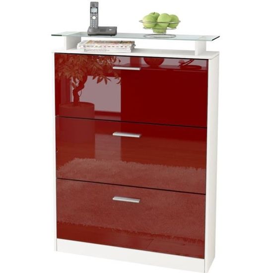 Vladon Meuble à Chaussures Lavia En Blanc Mat