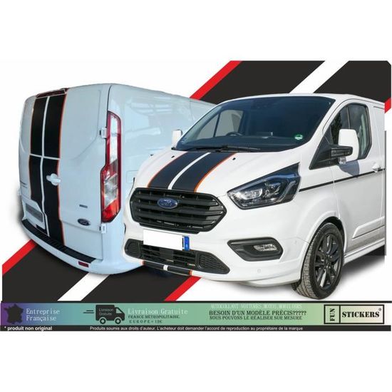 Ford Transit Custom Bandes capot hayon  Kit décoration- Sticker Autocollant Graphic Decals - Damier