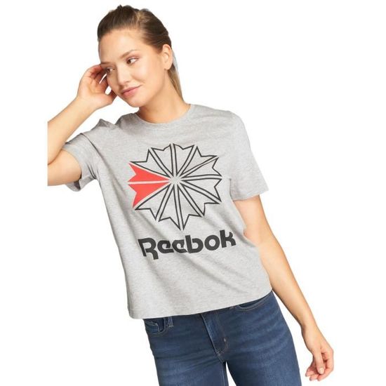 reebok t shirt femme gris