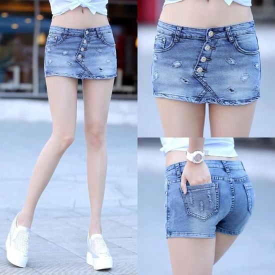 Salopette femme jeans Jupe courte Sexy FR14FSB Blue Cdiscount Pret a Porter