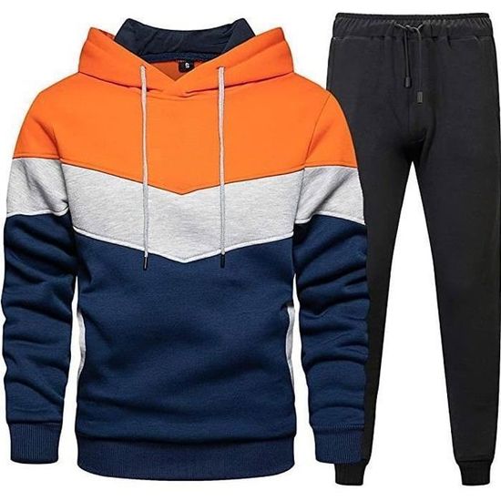 Survêtement Homme 2 Pièces - Ensemble Sweat à Capuche Et Pantalon, Coton, Coupe Ample, Pour Sport, Détente, Décontracté - 8