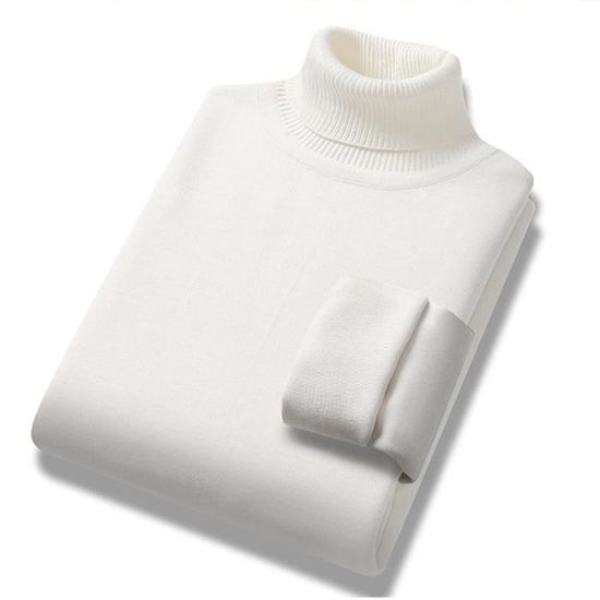 Pull Col Roulé Homme Unie Thermique | Tricoté Hiver Chaud | Coupe Ajustée Superposition Décontractée