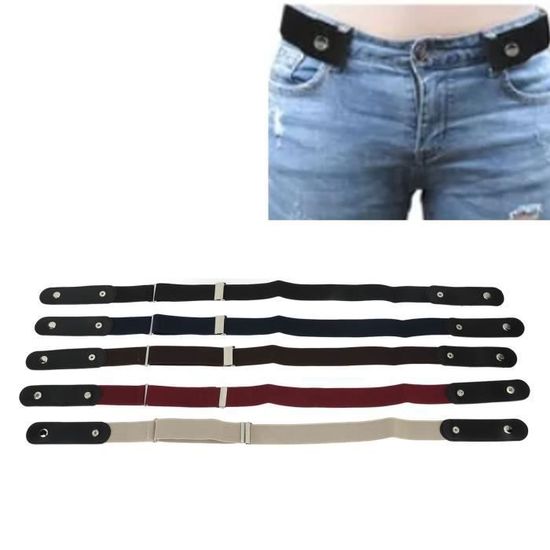 Lot De 6 Ceintures élastiques Sans Boucle Pour Enfants – Noir, Marron, Beige, Camel, Jean Et Damier