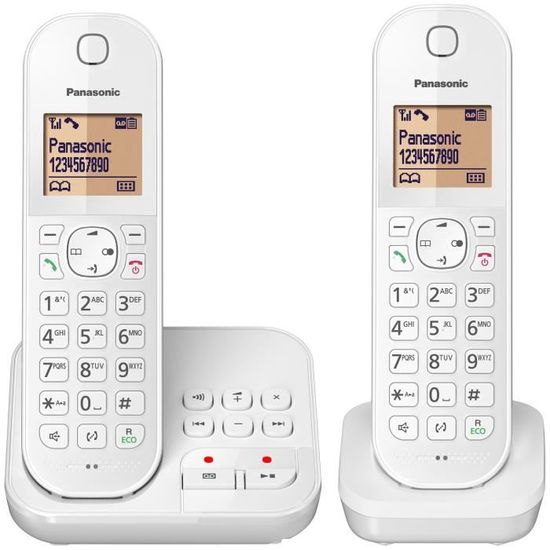PANASONIC - KXTGC422FRW - Téléphone sans fil duo - Répondeur - Blocage appels - Mode Eco - 120 numéros - Blanc