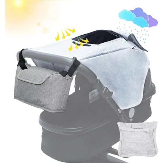 LIBRNTY Pare-Soleil Poussette Anti-UV UPF50+ Avec Sac Maille Rangement - Protection Nacelle Landau Couffin