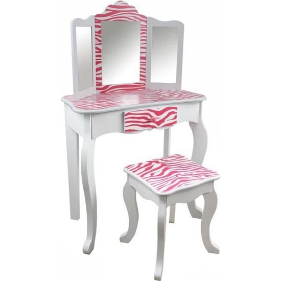 Coiffeuse Enfant Avec Tabouret Miroir Meuble En Bois Fille Rose Fantasy Fields Teamson Td 13245a Rose Ayr81 1 Frb1