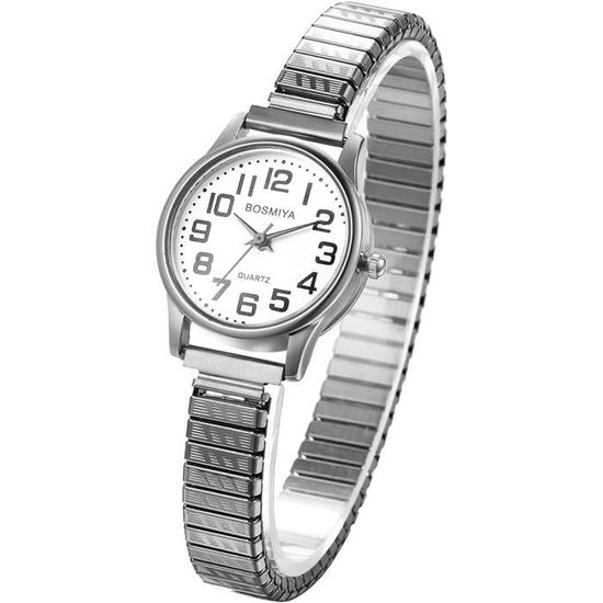 Montre Analogique Pour Personnel Médical - Grand Cadran Blanc, Chiffres Noirs, Trotteuse Rouge - Bracelet Silicone Doux - Résistance à L'eau 30m - Mouvement Japonais Précis - 8