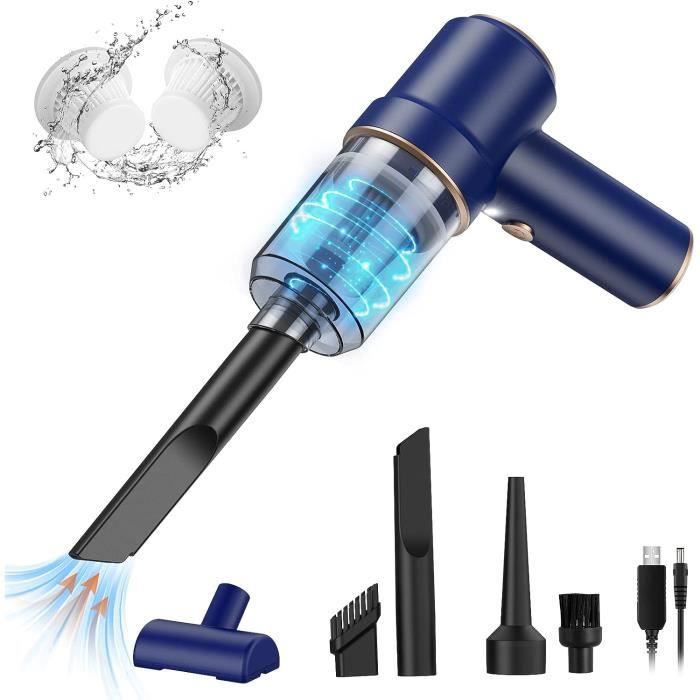 Aspirateur pliable pour voiture et maison 6000 Pa, aspirateur de voiture portable à 180 degrés, sans fil, avec forte aspiration (noir
