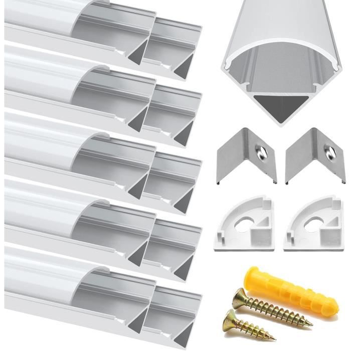 Profilé Aluminium Pour Bandes LED - 10x1m, Forme U, Diffuseur Laiteux, Compatible Philips Hue