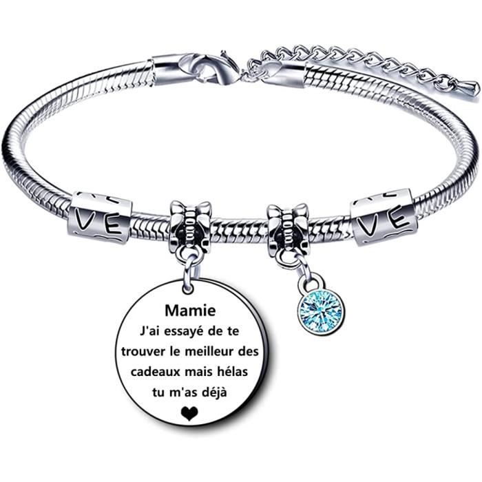 Bracelet "Meilleure Mamie" - Gravure Je T'aime Pour Toujours - Acier Inoxydable - Cadeau Fête Des Grands-Mères, Anniversaire - 8