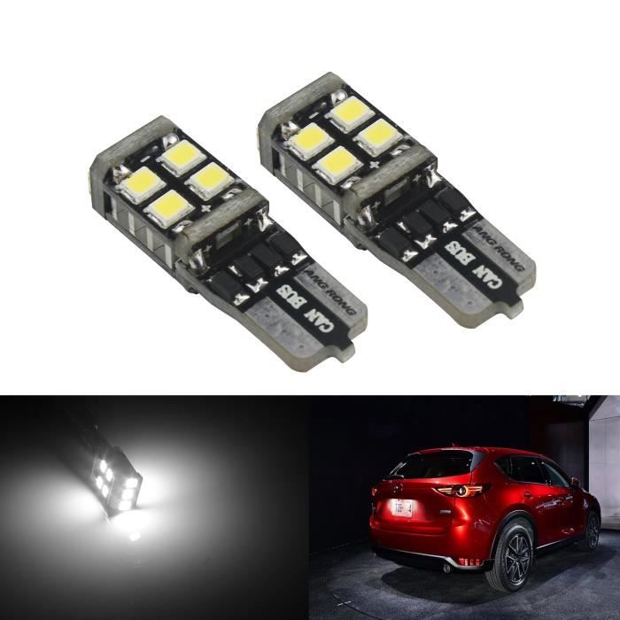 2x Ampoules Veilleuses LED T10 W5W 11 SMD Canbus Anti Erreur Blanc Moto Voiture