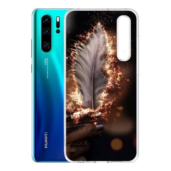 Coque Huawei P30 PRO - Plume feu. Accessoire telephone, coque de protection