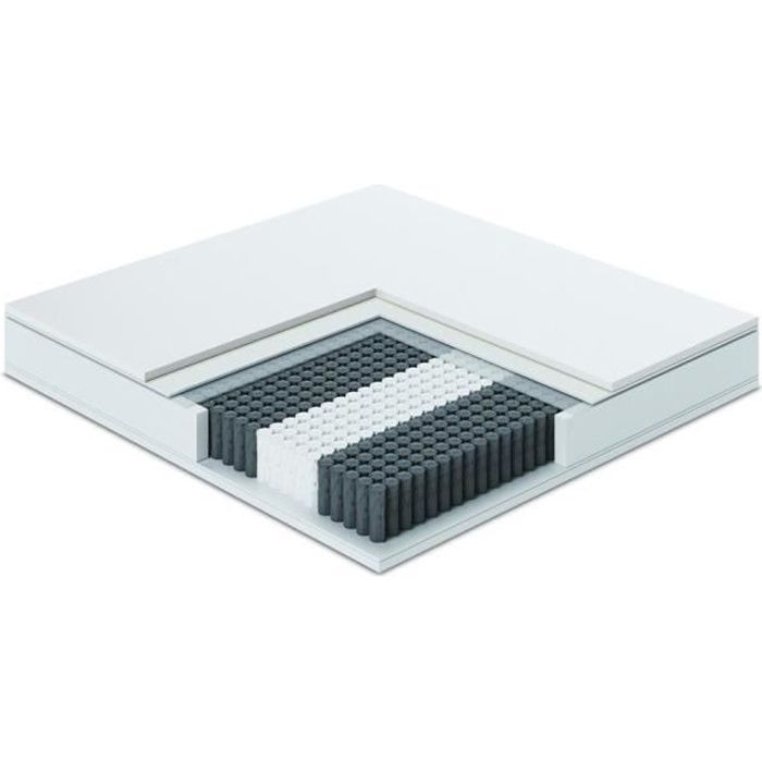 Matelas 90X190 BASTILLE H21 cm - Ressorts ensachés - Mousse ergonomique - Orthopédique