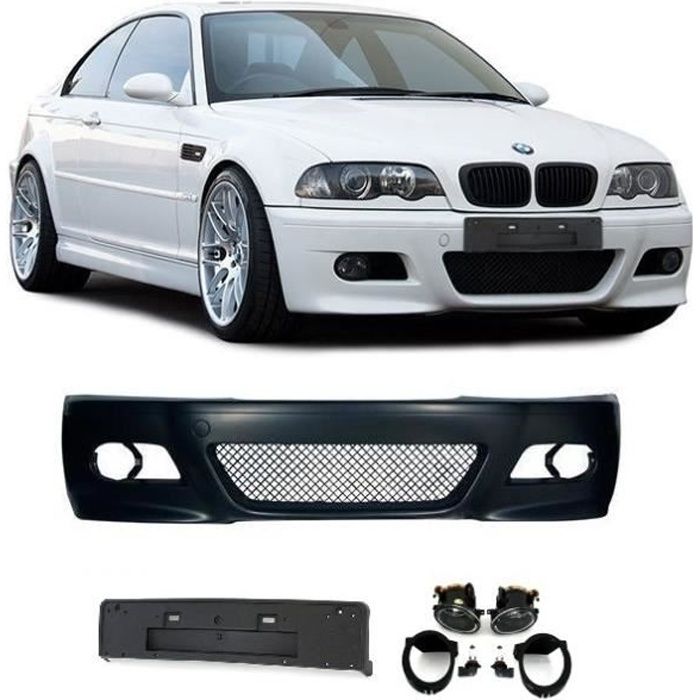 PARECHOC AVANT M3 BMW SERIE 3 E46 EN ABS + 2 AB + CACHES + SUPPORT PLAQUE